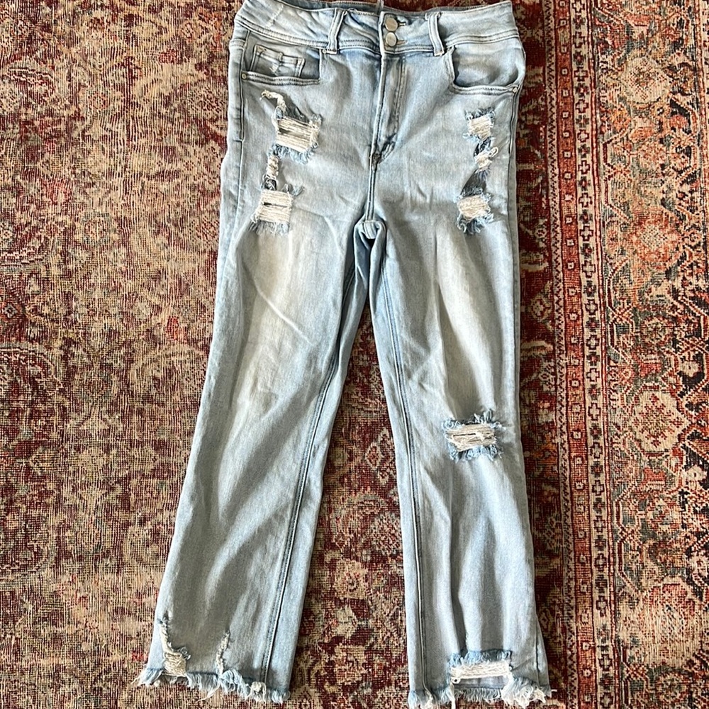 Risen straight crop jeans